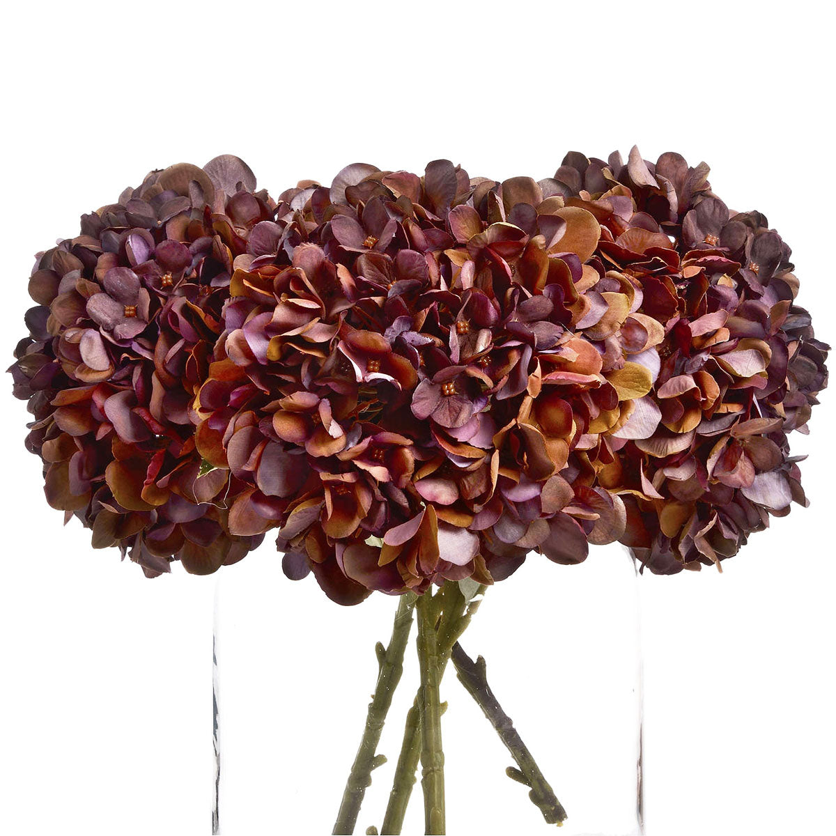 Artificial Multi-Tonal Brown Hydrangea Stem – Click Style