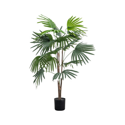 Artificial Small Potted Chinese Fan Palm Tree 117x20cm with Realistic Fan-Shaped Tropical Foliage – Artificial Palm Tree for Home Interiors | Click Style