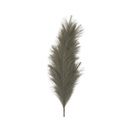 Artificial Tall Fluffy Grey & Green Feather Pampas Grass Bunch of 3 Stems– Click Style