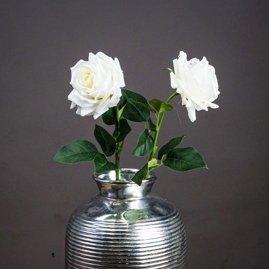 Artificial White Garden Rose Stem – Click Style