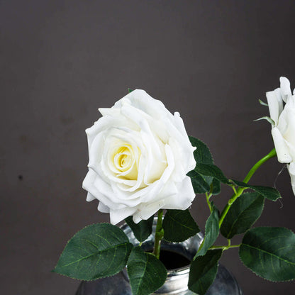 Artificial White Garden Rose Stem – Click Style