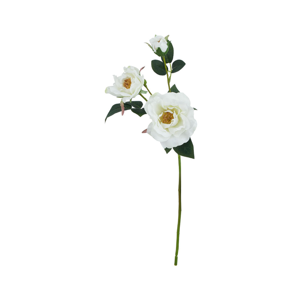 Artificial White Tea Rose Stem – Click Style