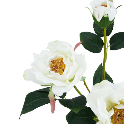 Artificial White Tea Rose Stem – Click Style