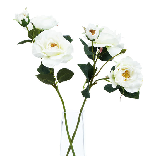 Artificial White Tea Rose Stem – Click Style