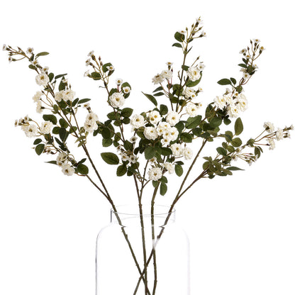 Artificial White Wild Meadow Rose Spray – Click Style