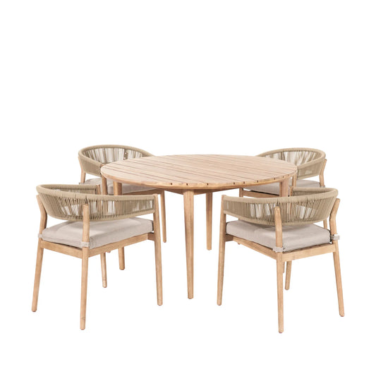 Aspen Acacia & Sage Green Polyrope 4 Seater Dining Table & Chairs Set – Click Style