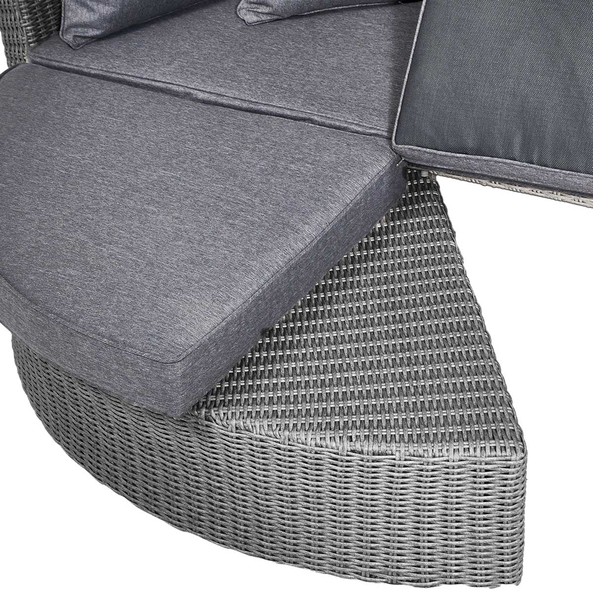 Avalonia Slate Grey Rattan Effect Round Garden Daybed with Canopy – Click Style