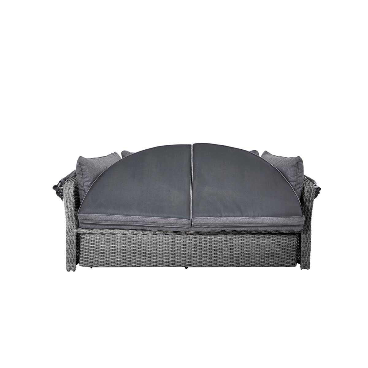 Avalonia Slate Grey Rattan Effect Round Garden Daybed with Canopy – Click Style