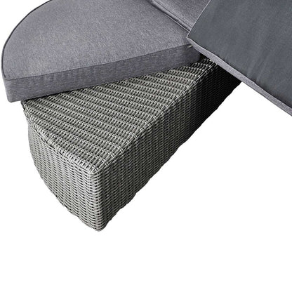 Avalonia Slate Grey Rattan Effect Round Garden Daybed with Canopy – Click Style