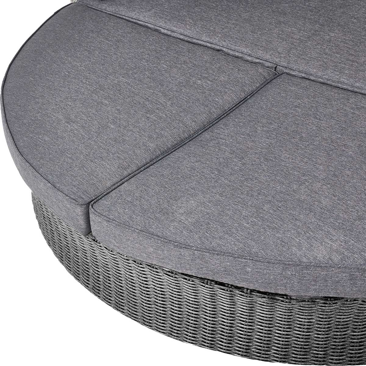 Avalonia Slate Grey Rattan Effect Round Garden Daybed with Canopy – Click Style