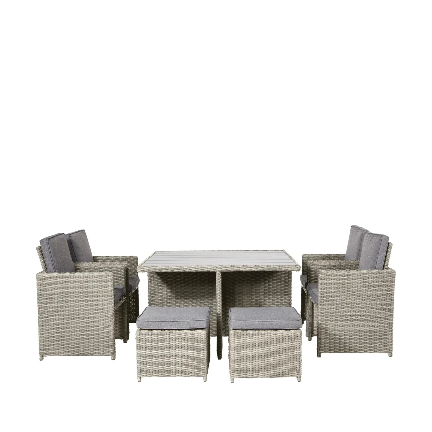 Avalonia Stone Grey Rattan Effect 4-8 Seater Cube Set – Click Style