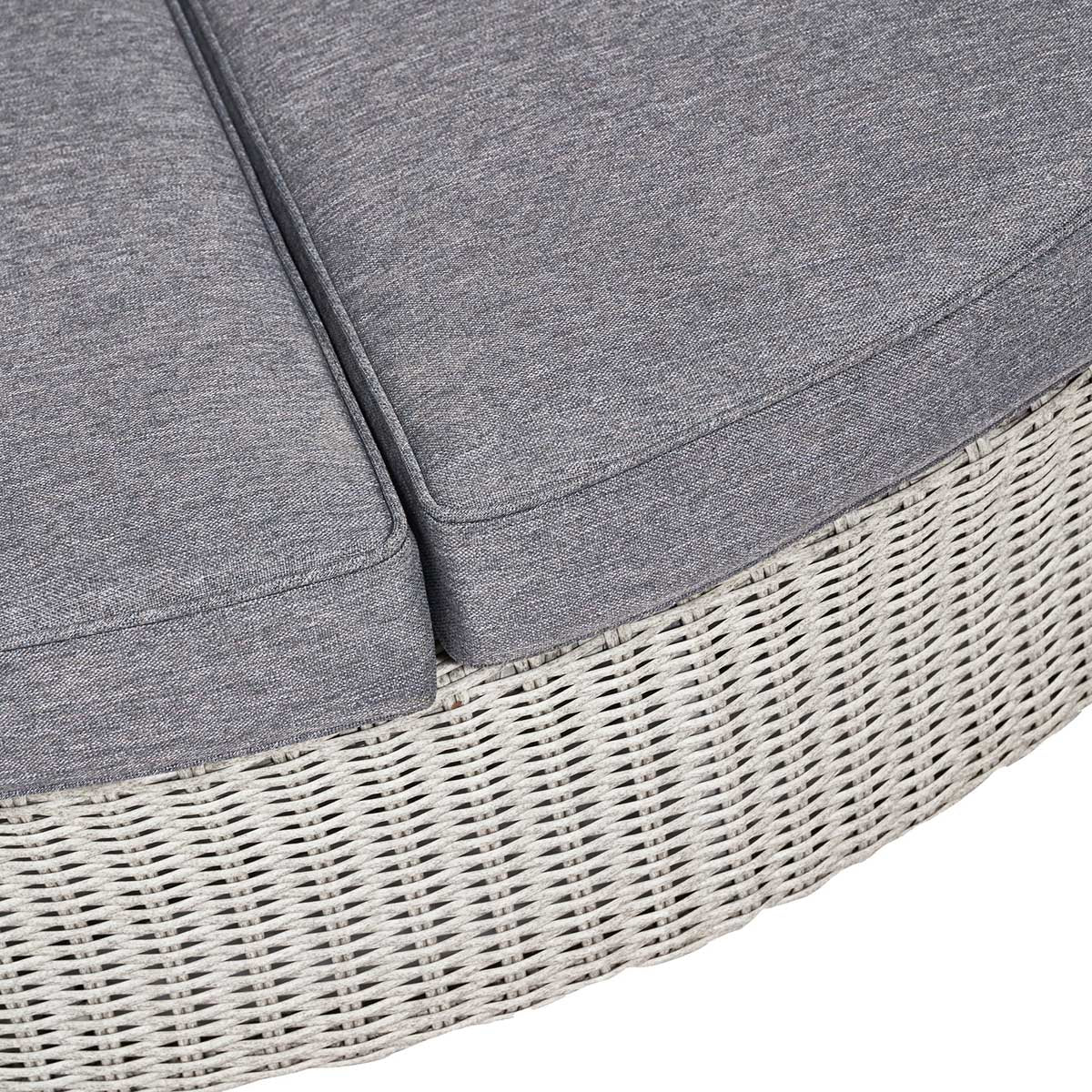 Avalonia Stone Grey Rattan Effect Round Garden Daybed with Canopy – Click Style
