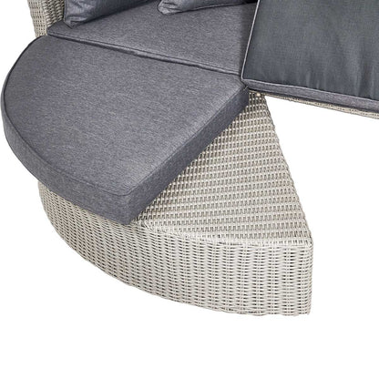 Avalonia Stone Grey Rattan Effect Round Garden Daybed with Canopy – Click Style