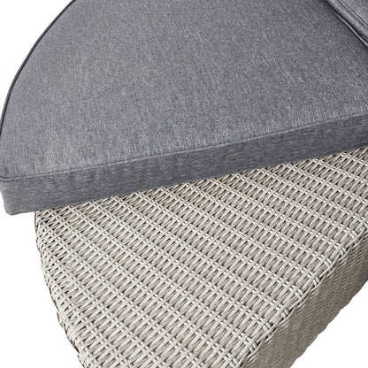 Avalonia Stone Grey Rattan Effect Round Garden Daybed with Canopy – Click Style