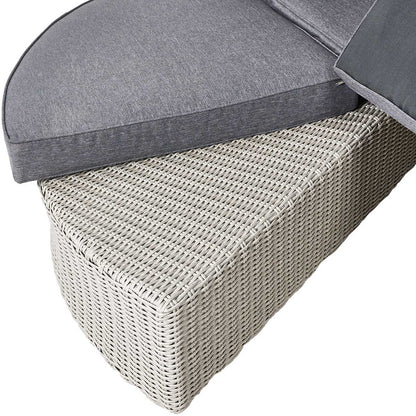 Avalonia Stone Grey Rattan Effect Round Garden Daybed with Canopy – Click Style