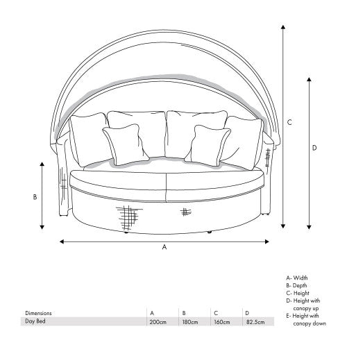 Avalonia Stone Grey Rattan Effect Round Garden Daybed with Canopy – Click Style