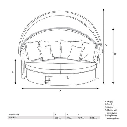 Avalonia Stone Grey Rattan Effect Round Garden Daybed with Canopy – Click Style