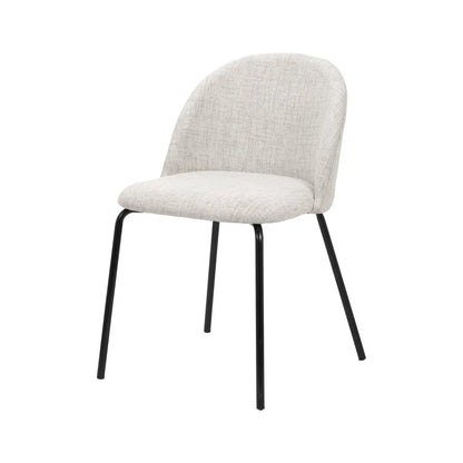 Bari Light Grey Linen Mix Fabric Dining Chair with Black Metal Legs – Click Style