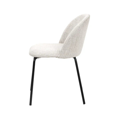 Bari Light Grey Linen Mix Fabric Dining Chair with Black Metal Legs – Click Style