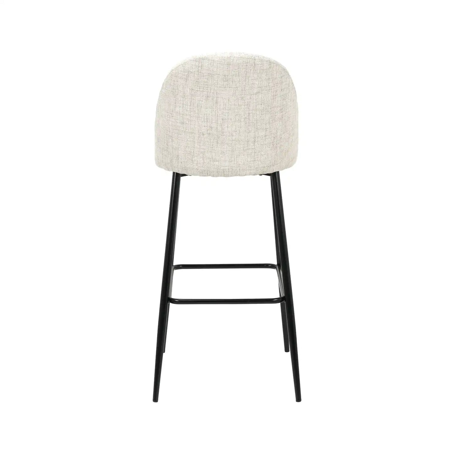 Bari Light Grey Linen Mix Fabric High Back Bar Stool with Black Metal Legs – Click Style