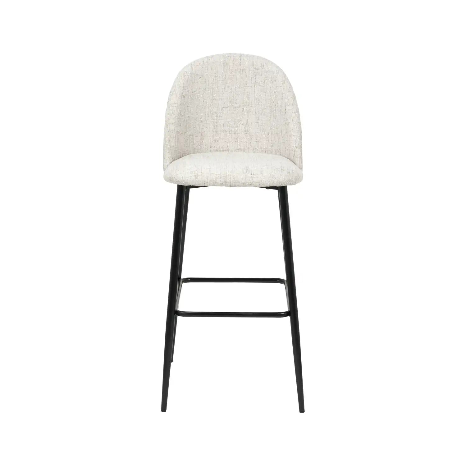 Bari Light Grey Linen Mix Fabric High Back Bar Stool with Black Metal Legs – Click Style