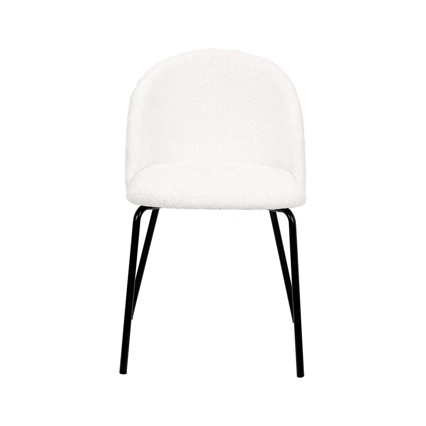 Bari Soft White Boucle Fabric Dining Chair with Black Metal Legs – Click Style