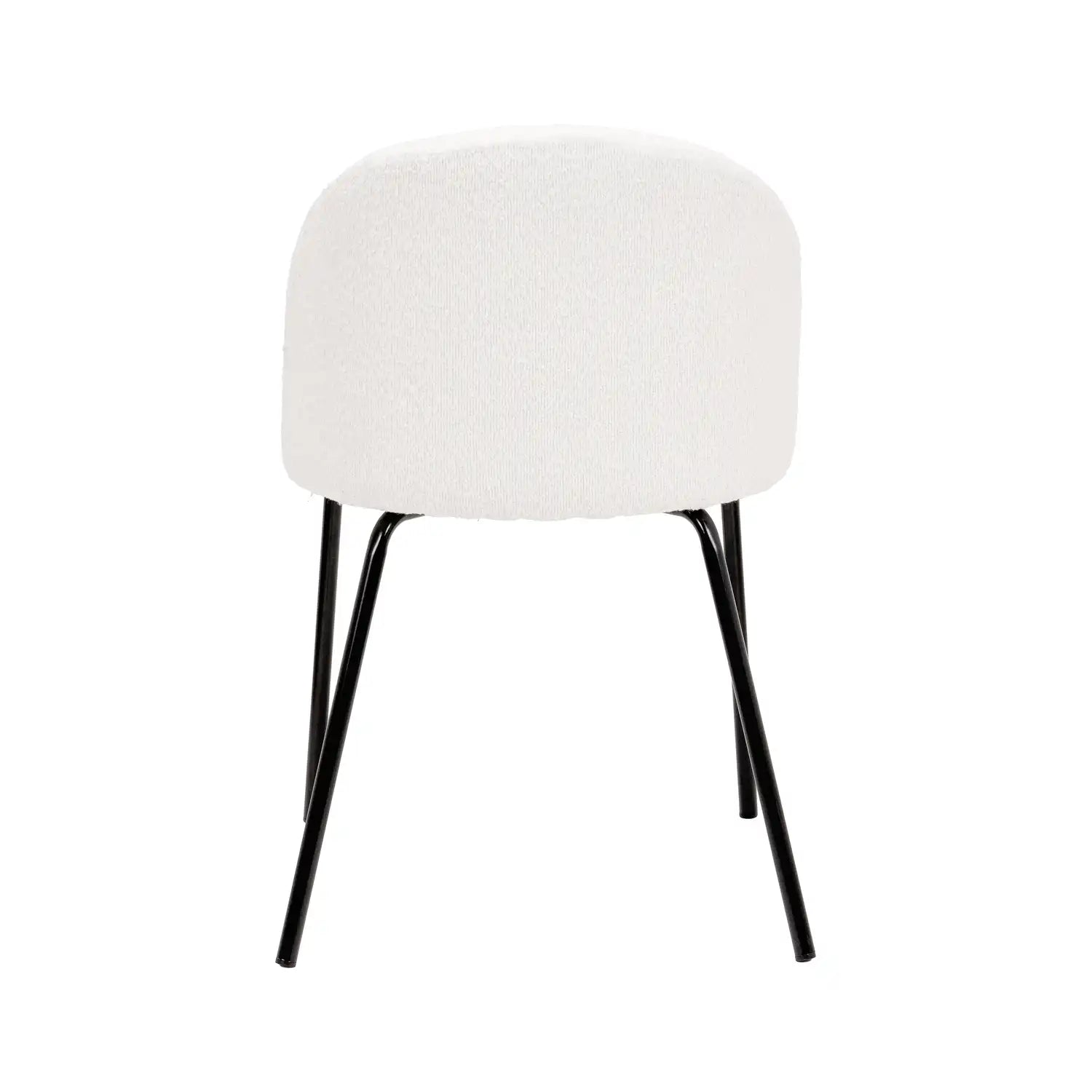 Bari Soft White Boucle Fabric Dining Chair with Black Metal Legs – Click Style