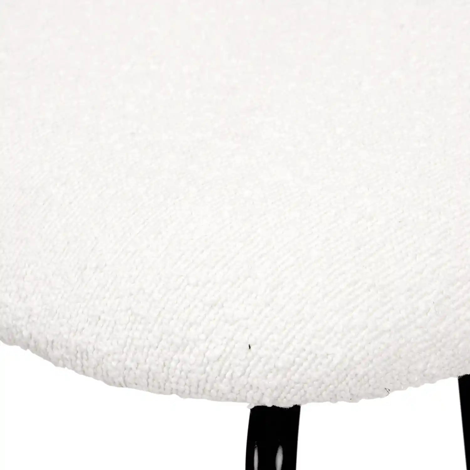 Bari Soft White Boucle Fabric Dining Chair with Black Metal Legs – Click Style