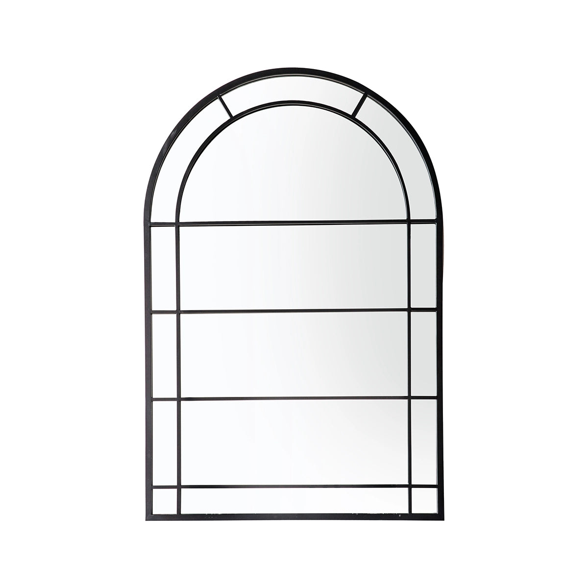 Bath Large Black Metal Framed Arch Garden Window Mirror 135x90x3cm– Click Style