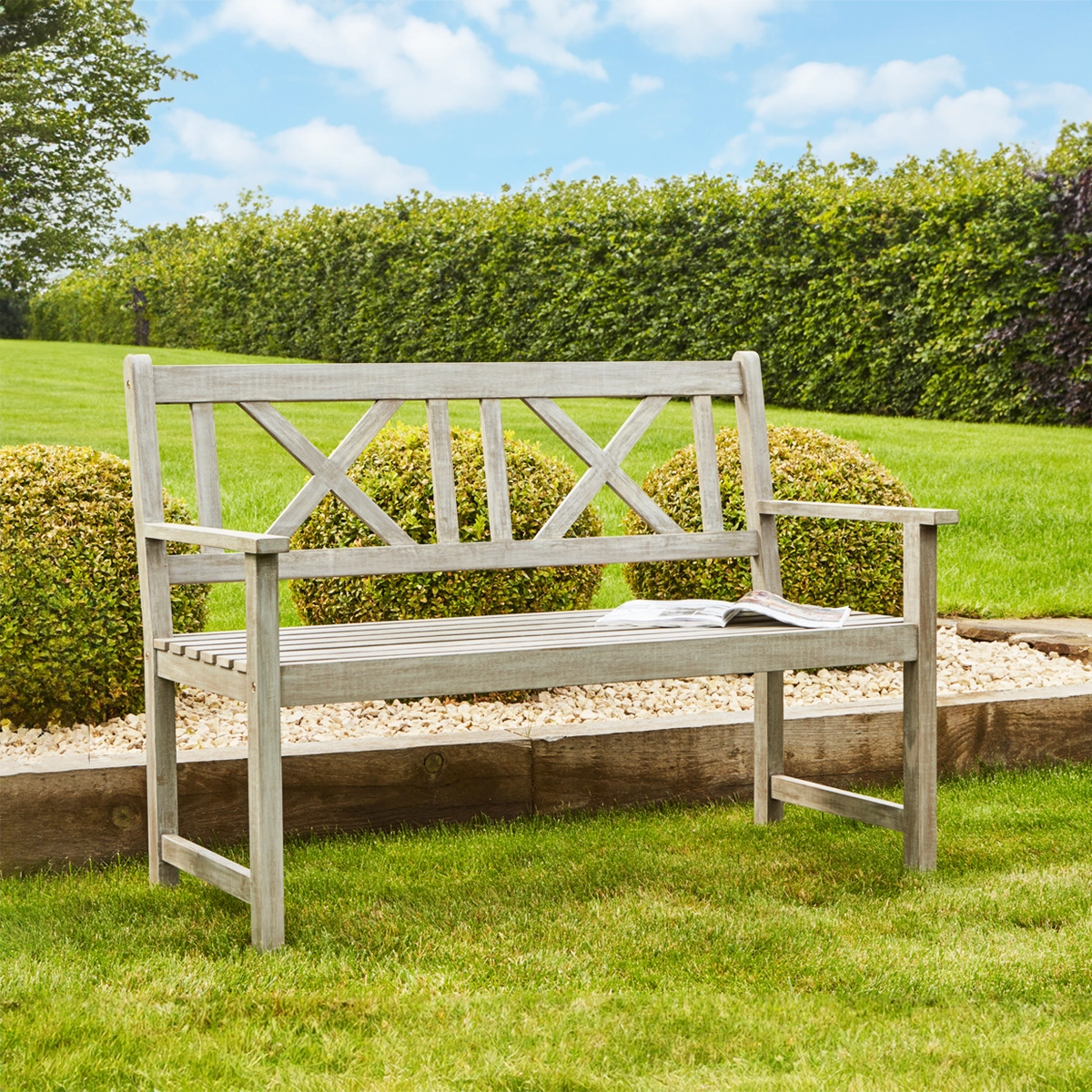 Berkshire Antique Grey Acacia Wood 2 Seater Garden Bench – Click Style