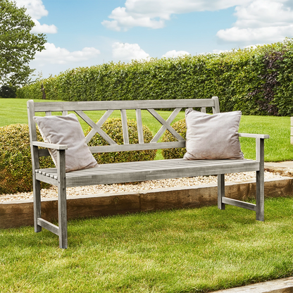 Berkshire Antique Grey Acacia Wood 3 Seater Garden Bench – Click Style
