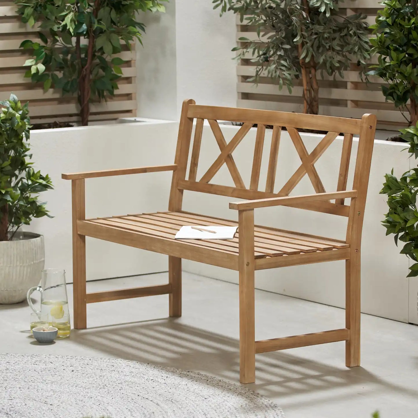 Berkshire Natural Acacia Wood 2 Seater Garden Bench – Click Style