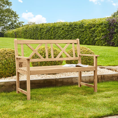 Berkshire Natural Acacia Wood 2 Seater Garden Bench – Click Style