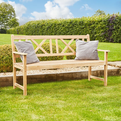 Berkshire Natural Acacia Wood 3 Seater Garden Bench – Click Style