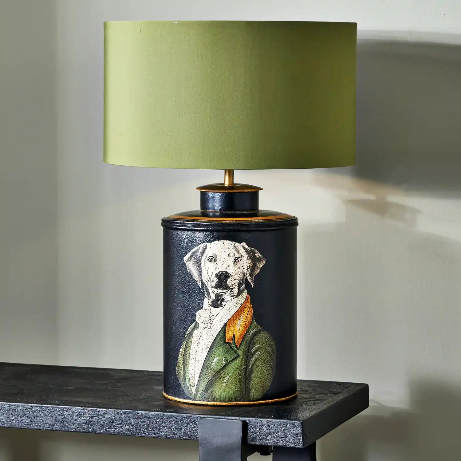 Black Pointer Dog Hand Painted Metal Table Lamp Base – Click Style