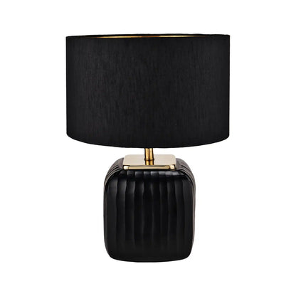 Black Silk Self Lined Drum Lampshade 35cm/14in – Click Style