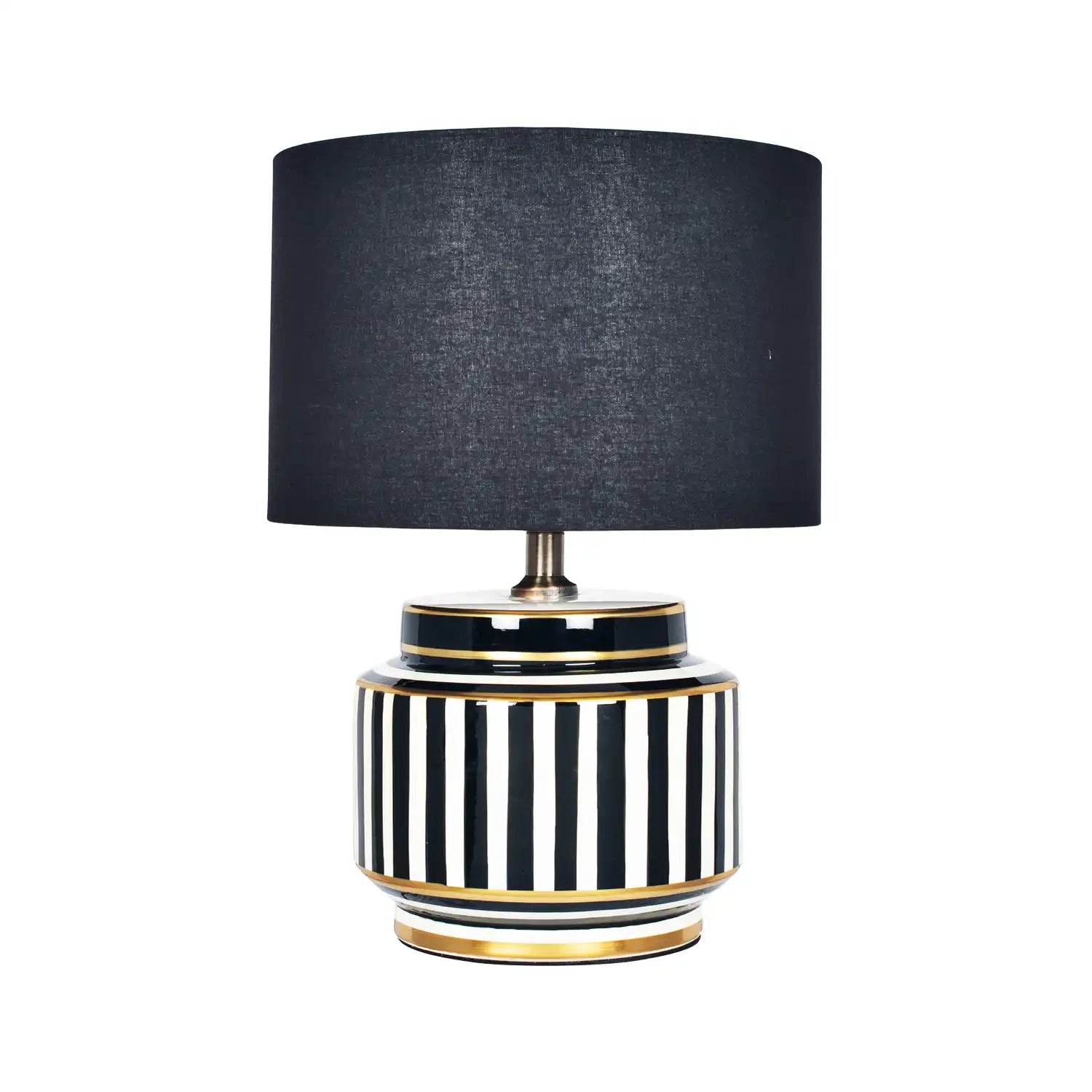 Black & White Striped Ceramic Table Lamp Base 29x22cm – Click Style