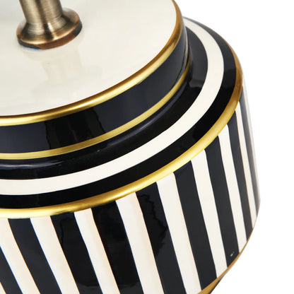 Black & White Striped Ceramic Table Lamp Base 29x22cm – Click Style