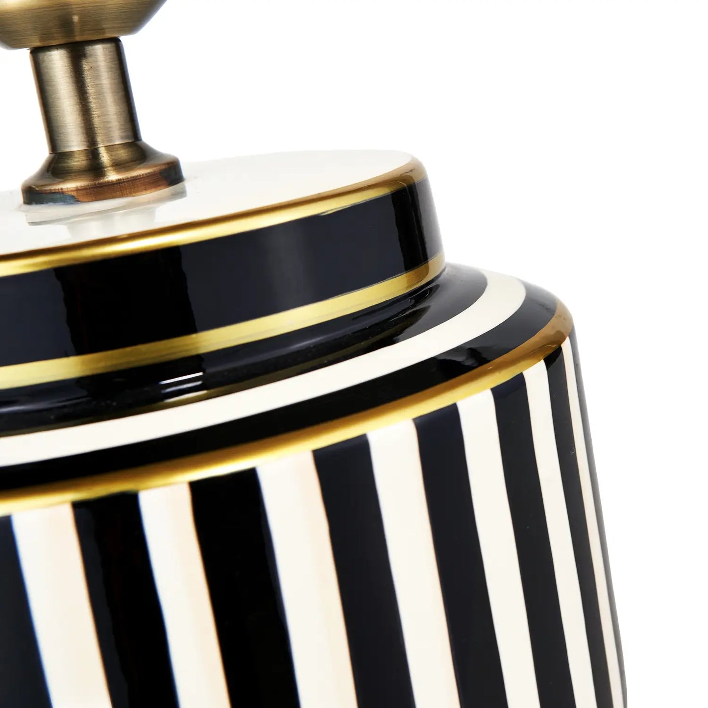 Black & White Striped Ceramic Table Lamp Base 29x22cm – Click Style