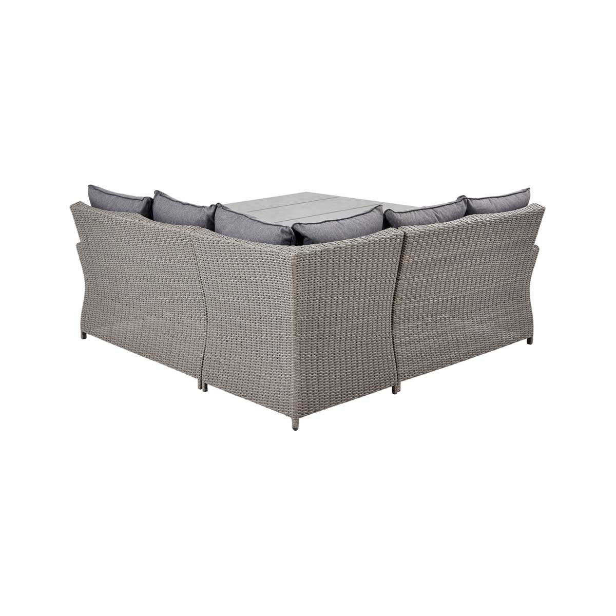 Borneo Grey Rattan Effect Garden Corner Sofa Set with Ceramic Top Table – Click Style