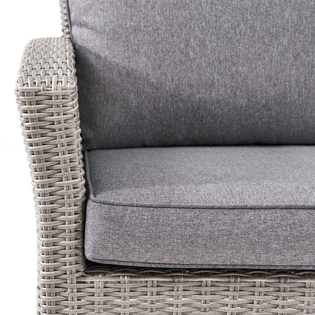 Borneo Grey Rattan Effect Garden Corner Sofa Set with Ceramic Top Table – Click Style