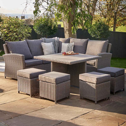 Borneo Grey Rattan Effect Garden Corner Sofa Set with Ceramic Top Table – Click Style