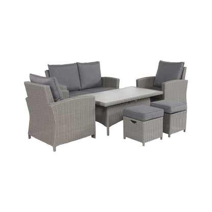 Borneo Grey Rattan Effect Garden Lounge Set with 2 Seater Sofa & Adjustable Ceramic Top Table – Click Style