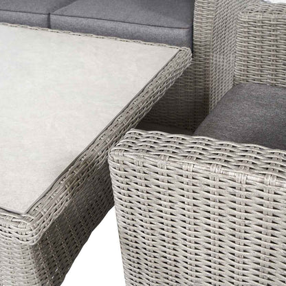 Borneo Grey Rattan Effect Garden Lounge Set with 2 Seater Sofa & Adjustable Ceramic Top Table – Click Style