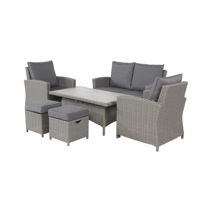 Borneo Grey Rattan Effect Garden Lounge Set with 2 Seater Sofa & Adjustable Ceramic Top Table – Click Style