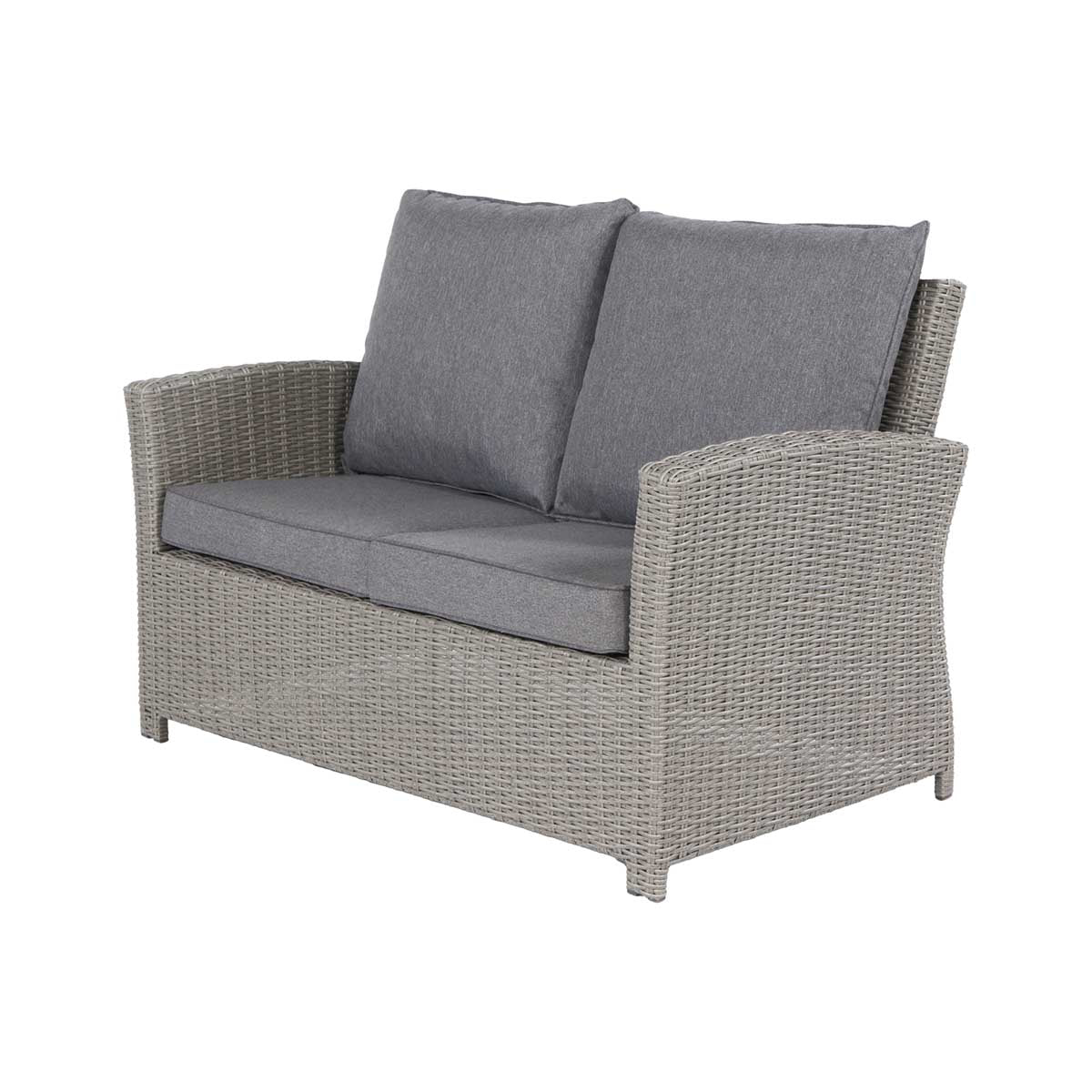 Borneo Grey Rattan Effect Garden Lounge Set with 2 Seater Sofa & Adjustable Ceramic Top Table – Click Style