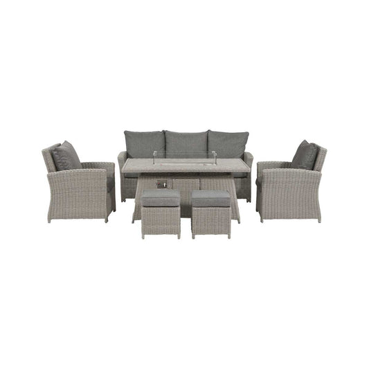 Borneo Grey Rattan Effect Garden Lounge Set with 3 Seater Sofa & Adjustable Ceramic Top Table – Click Style
