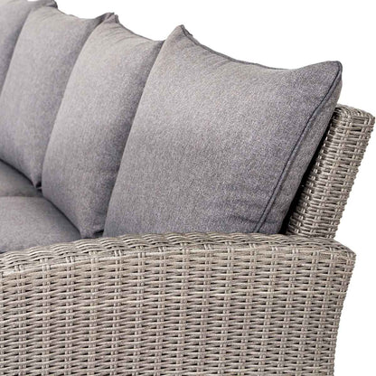 Borneo Grey Rattan Effect Long Right Garden Corner Sofa Set with Adjustable Ceramic Top Table – Click Style