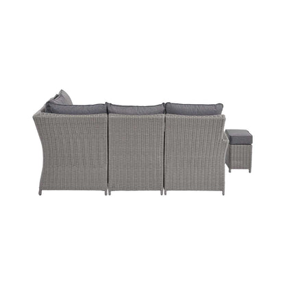 Borneo Small Grey Rattan Effect Garden Corner Sofa Set with Ceramic Top Table – Click Style