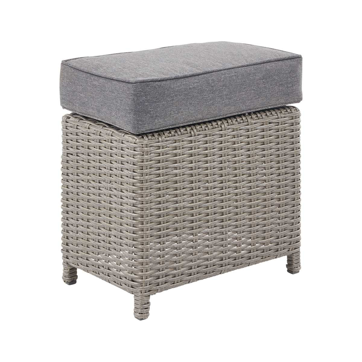 Borneo Small Grey Rattan Effect Garden Corner Sofa Set with Ceramic Top Table – Click Style